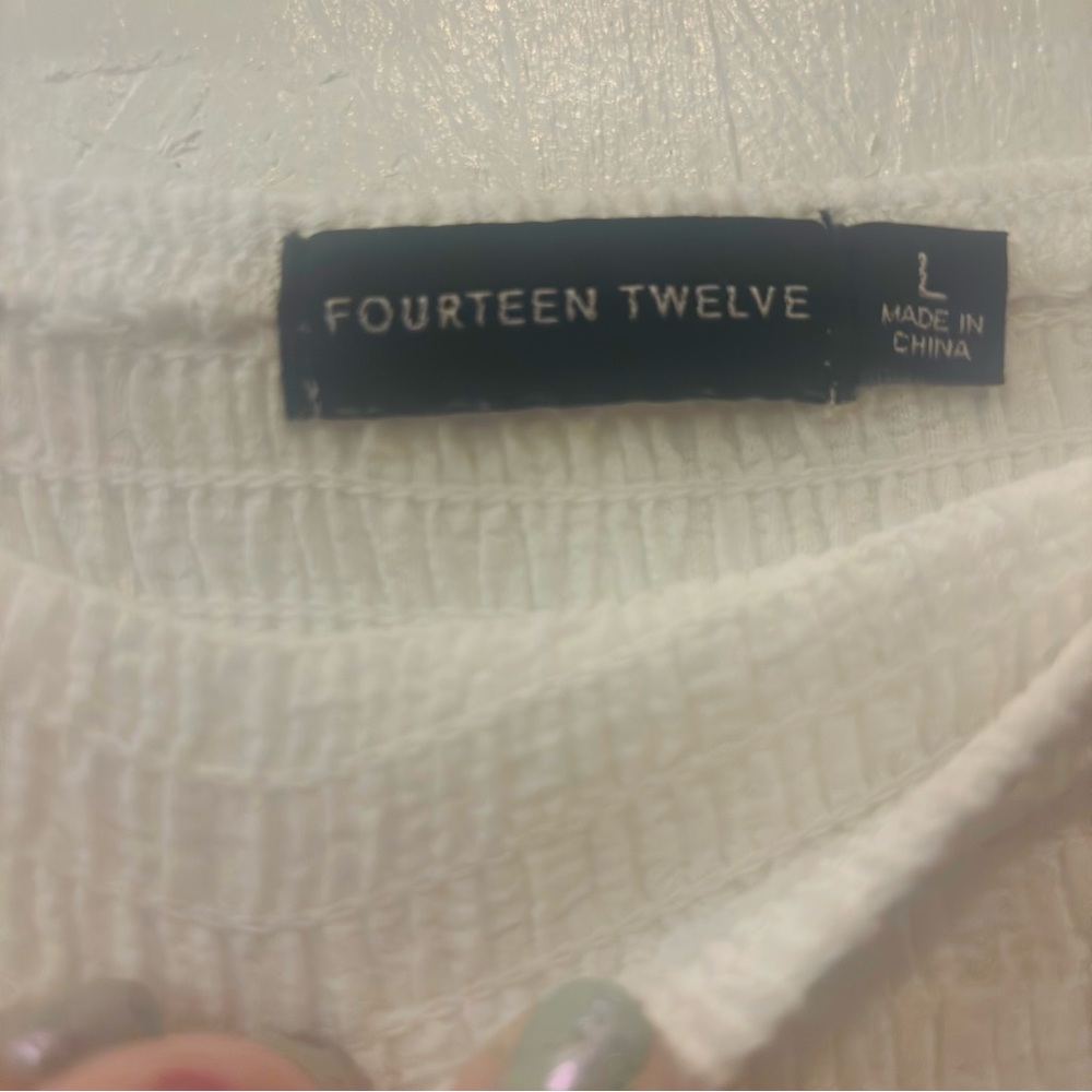 Fourteen Twelve White Flowy Wide Leg Bohemian Strapless Jumpsuit Size Large - Picture 3 of 4